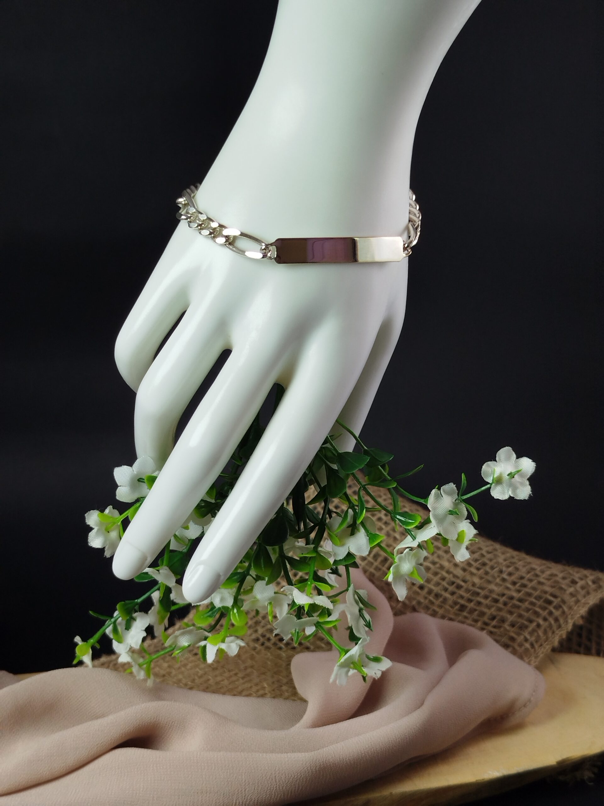 Pulsera Masculina en Plata 950 con Platina Grabable y Enlace Cubano - Image 4