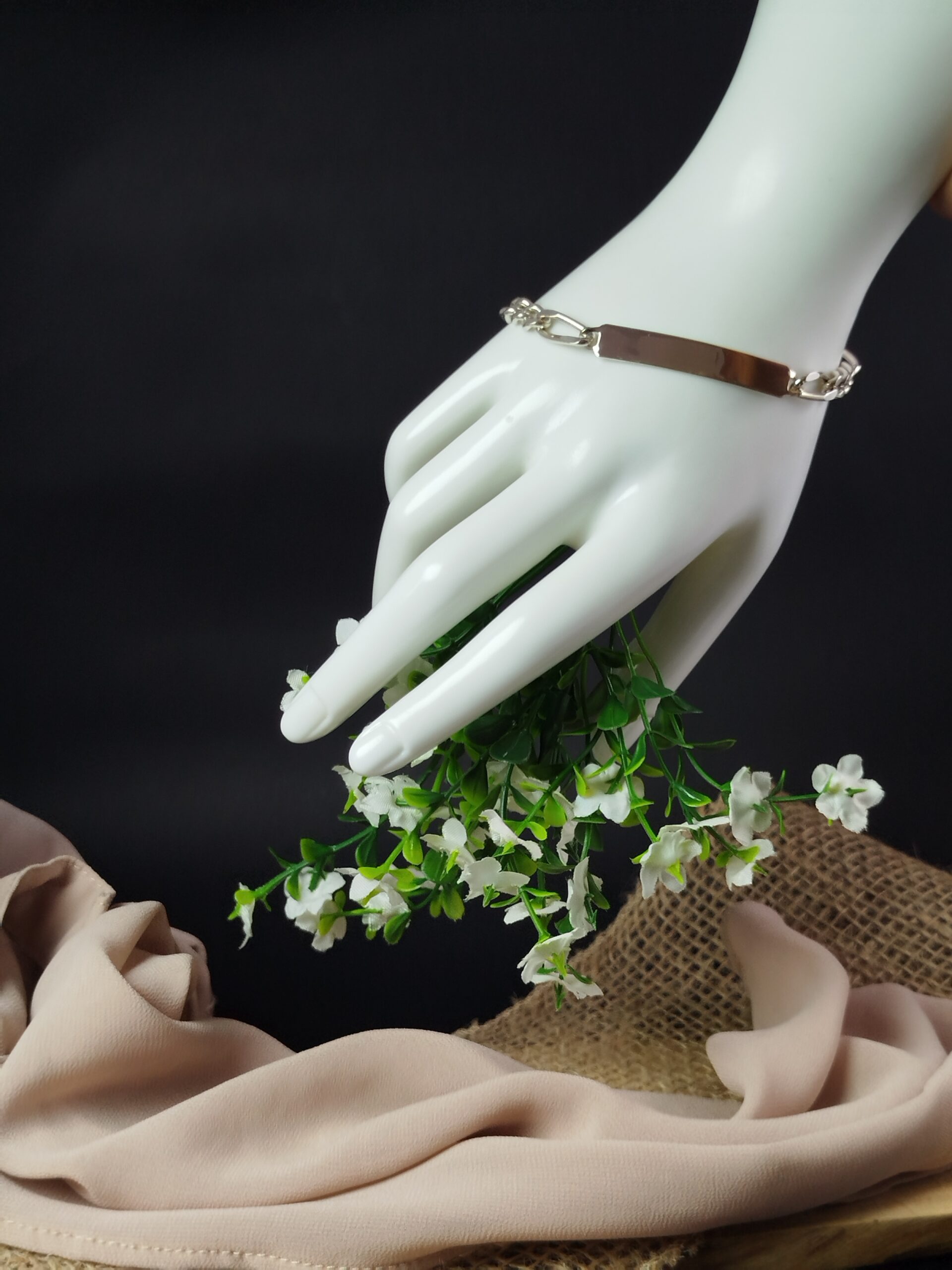 Pulsera Masculina en Plata 950 con Platina Grabable y Enlace Cubano - Image 3