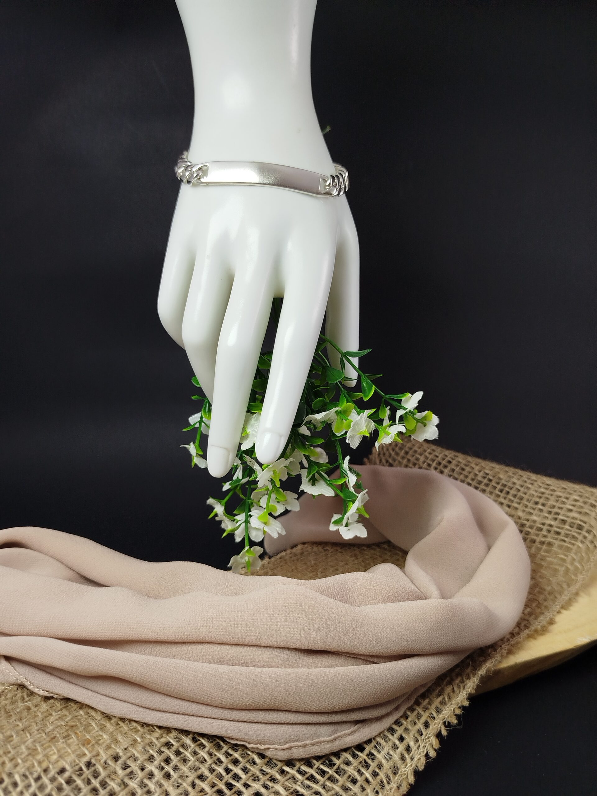 Pulsera Cubana en Plata 950 con Platina Personalizable – 20 cm - Image 3