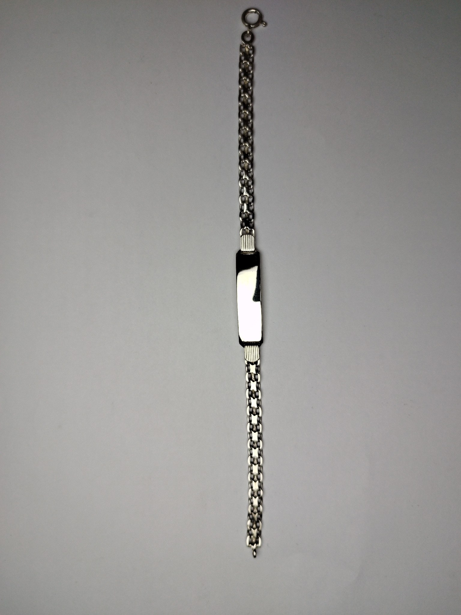 Pulsera de Plata 950 para Caballero con Enlace Tejido de Tres Eslabones y Platina Grabable - Image 5