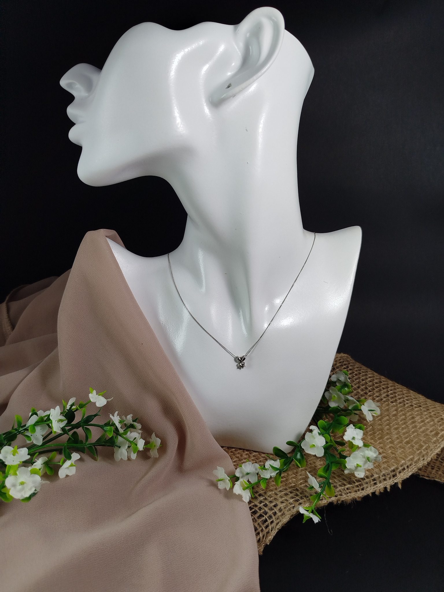 Cadena y Dije en Platino 900 con Diamante 0.20 ct – 1.96 g / 40 cm / Dama - Image 5