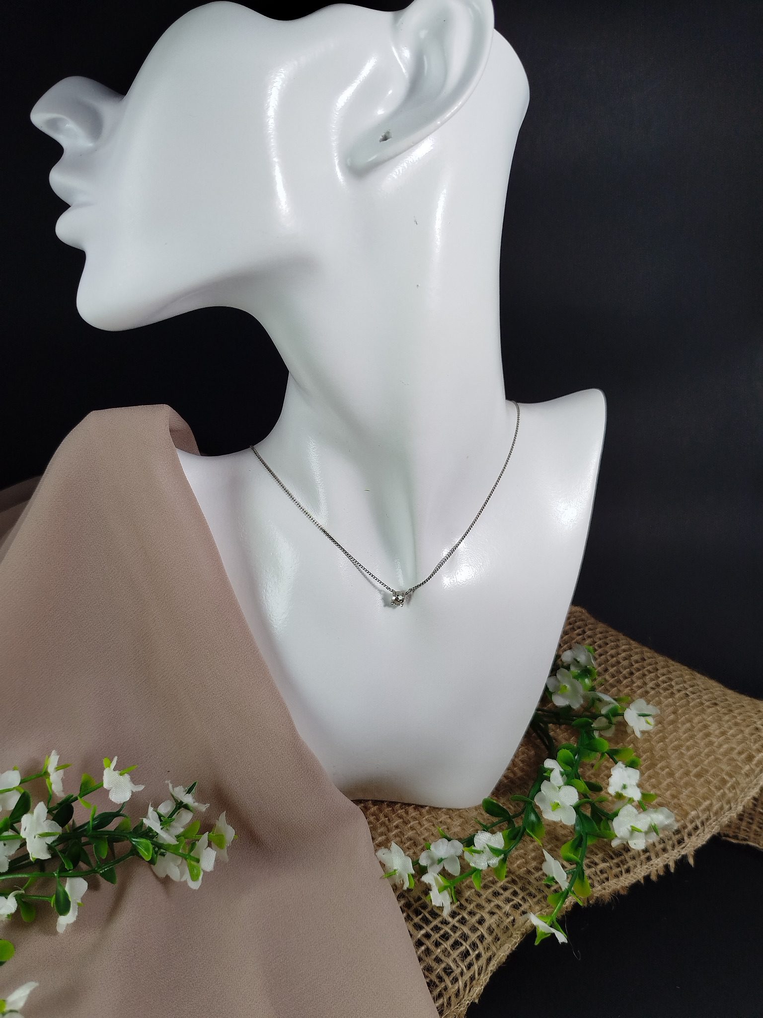 Cadena Unisex en Platino 900 con Diamante 0.32 ct – Color H / Claridad SI1 / 38 cm / 2.61 g