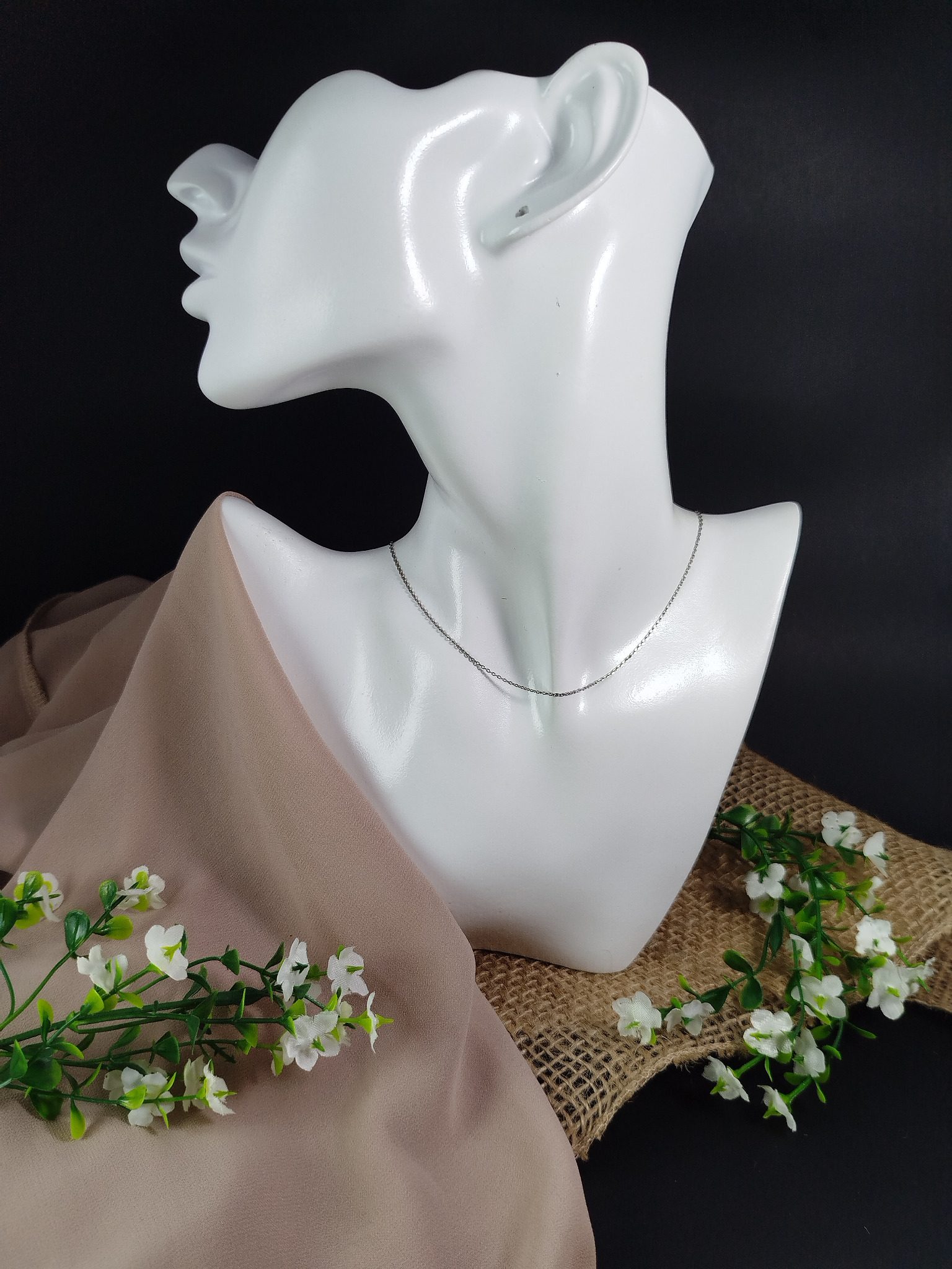 Cadena Unisex en Platino 900 de 40 cm – Tejido de Eslabones Finos / 2.43 g - Image 4