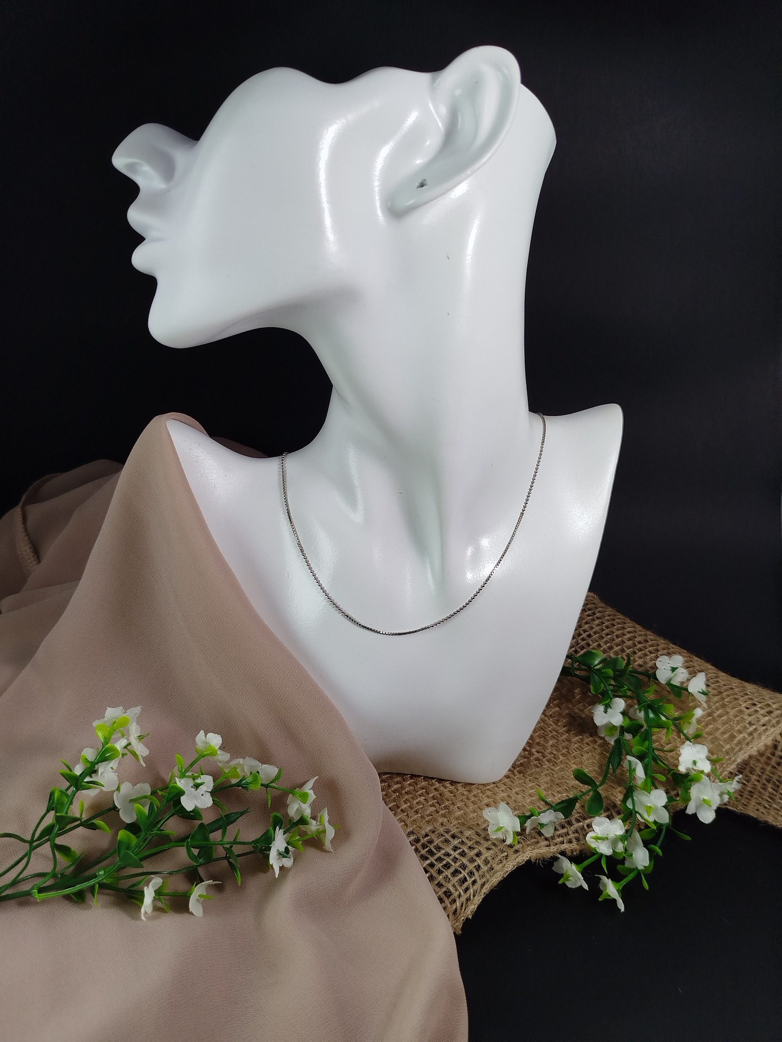 Cadena en Platino 900 con Eslabones Dobles – 3.41 g / 19 cm / Diseño Circular y Cuadrado - Image 5