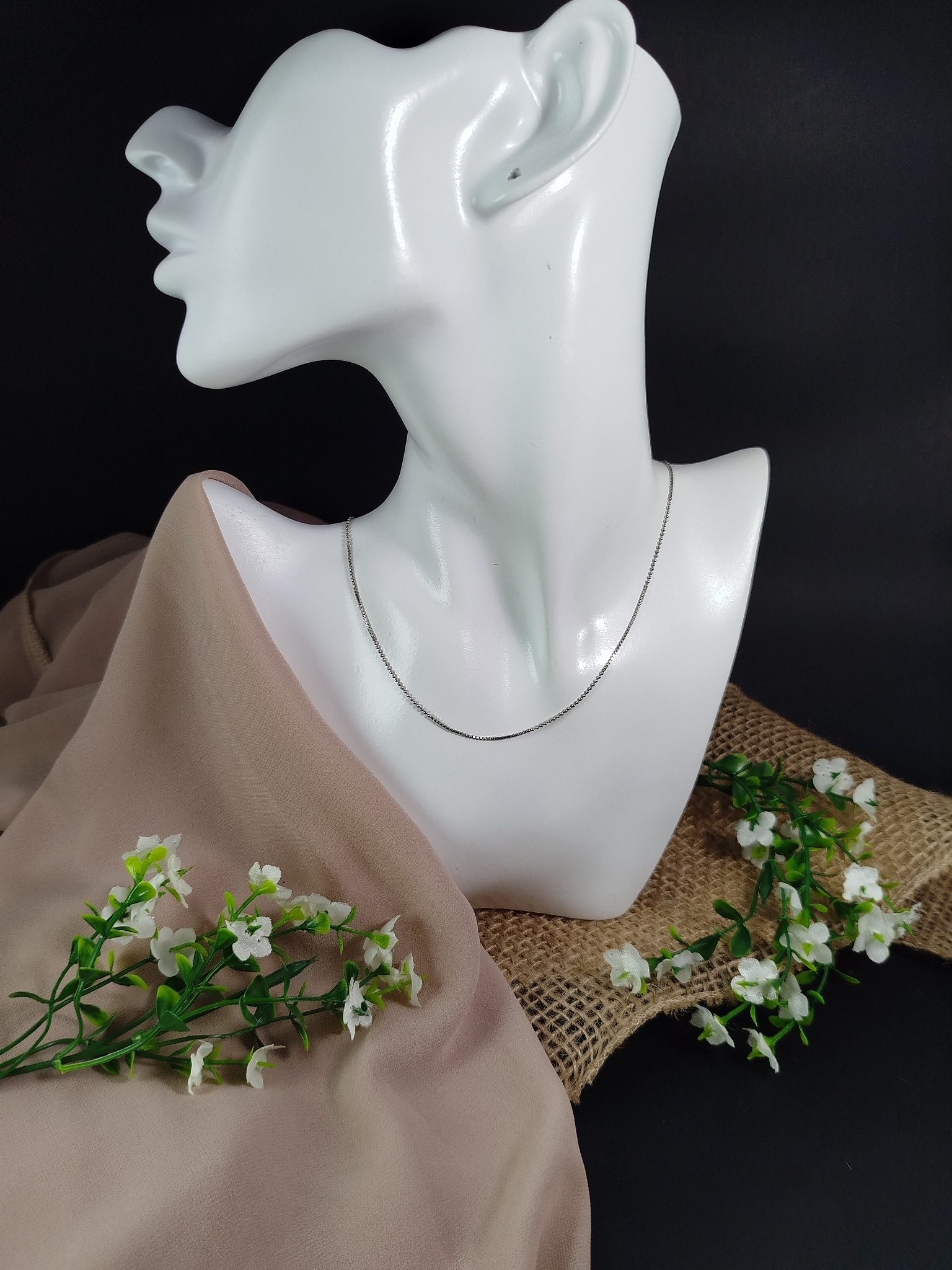 Cadena en Platino 900 con Eslabones Dobles – 3.41 g / 19 cm / Diseño Circular y Cuadrado - Image 4