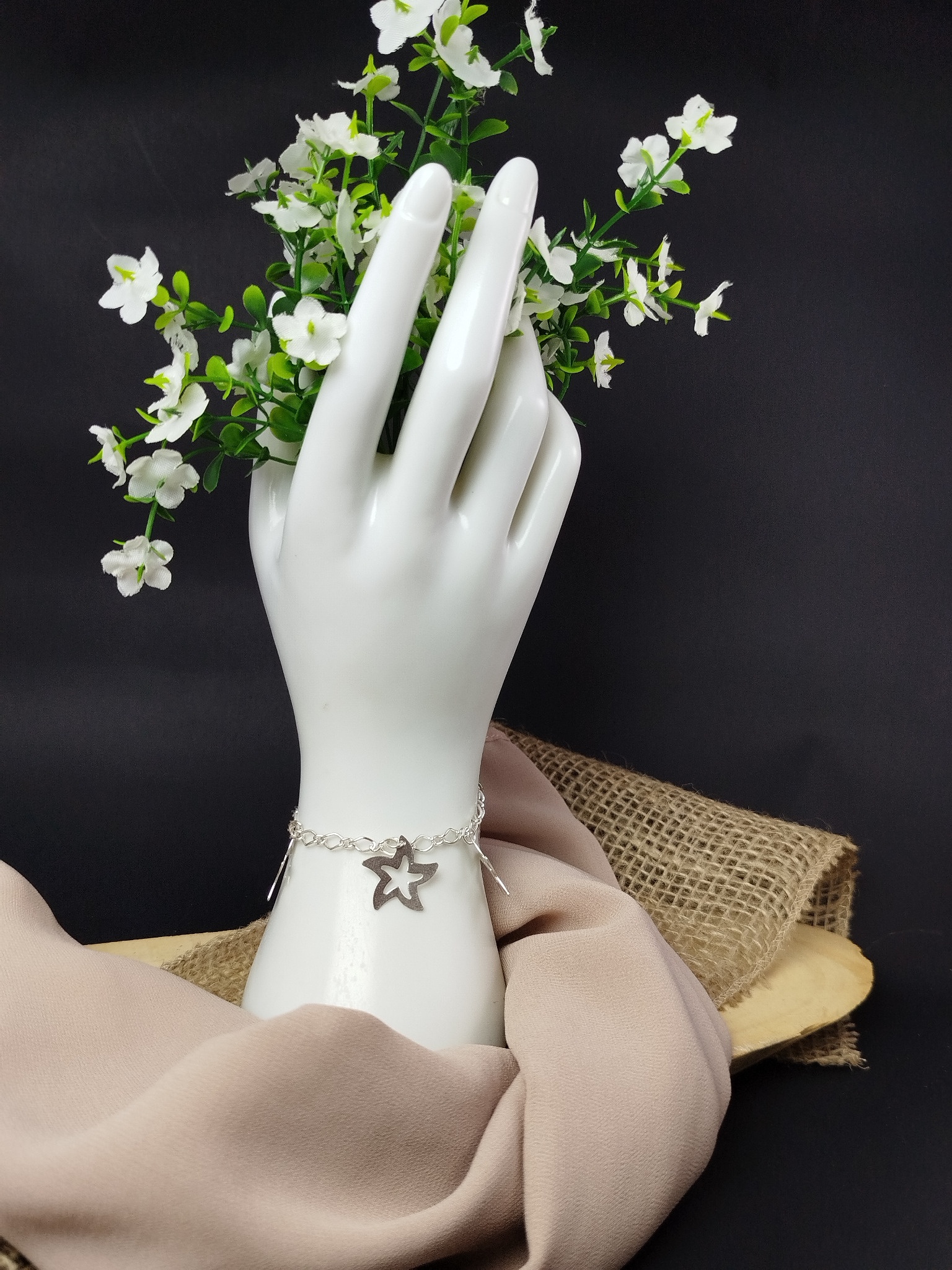 Pulsera de Dama en Plata 950 con Dije de Estrella – 5.59 g (18.3 cm) - Image 2