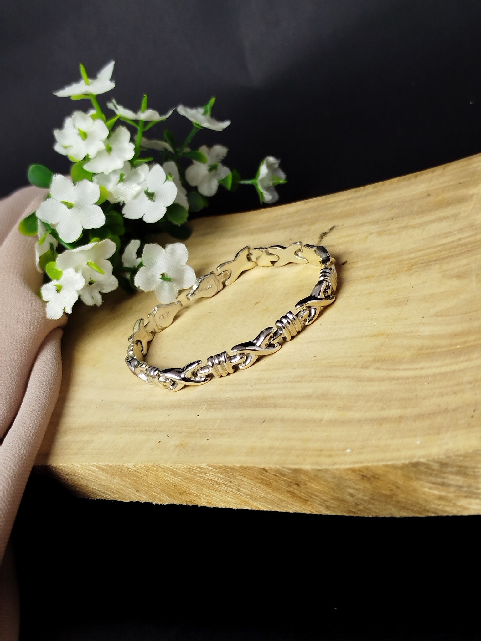 Pulsera de Plata 950 para Dama con Trenzado Tipo Alambre de Púas Grueso – 8.8 g