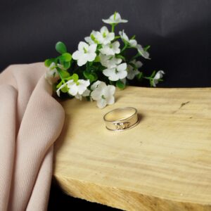 Anillo Liso Ancho en Plata 950 con León en Oro – 2.75 g (Talla 7)