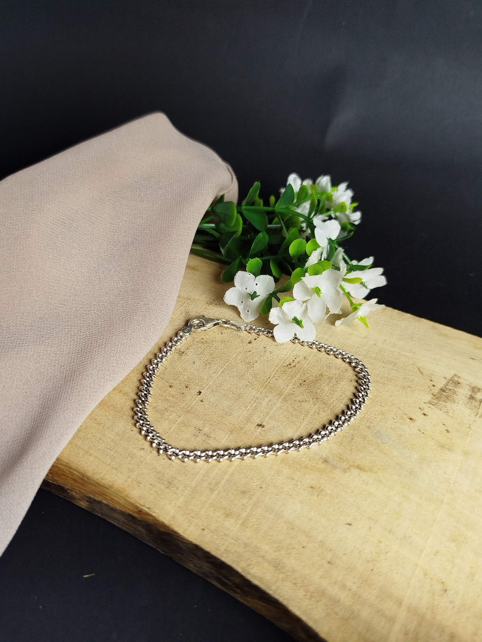 Pulsera de Plata 950 para Dama con Trenzado Tipo Alambre de Púas – 5.37 g