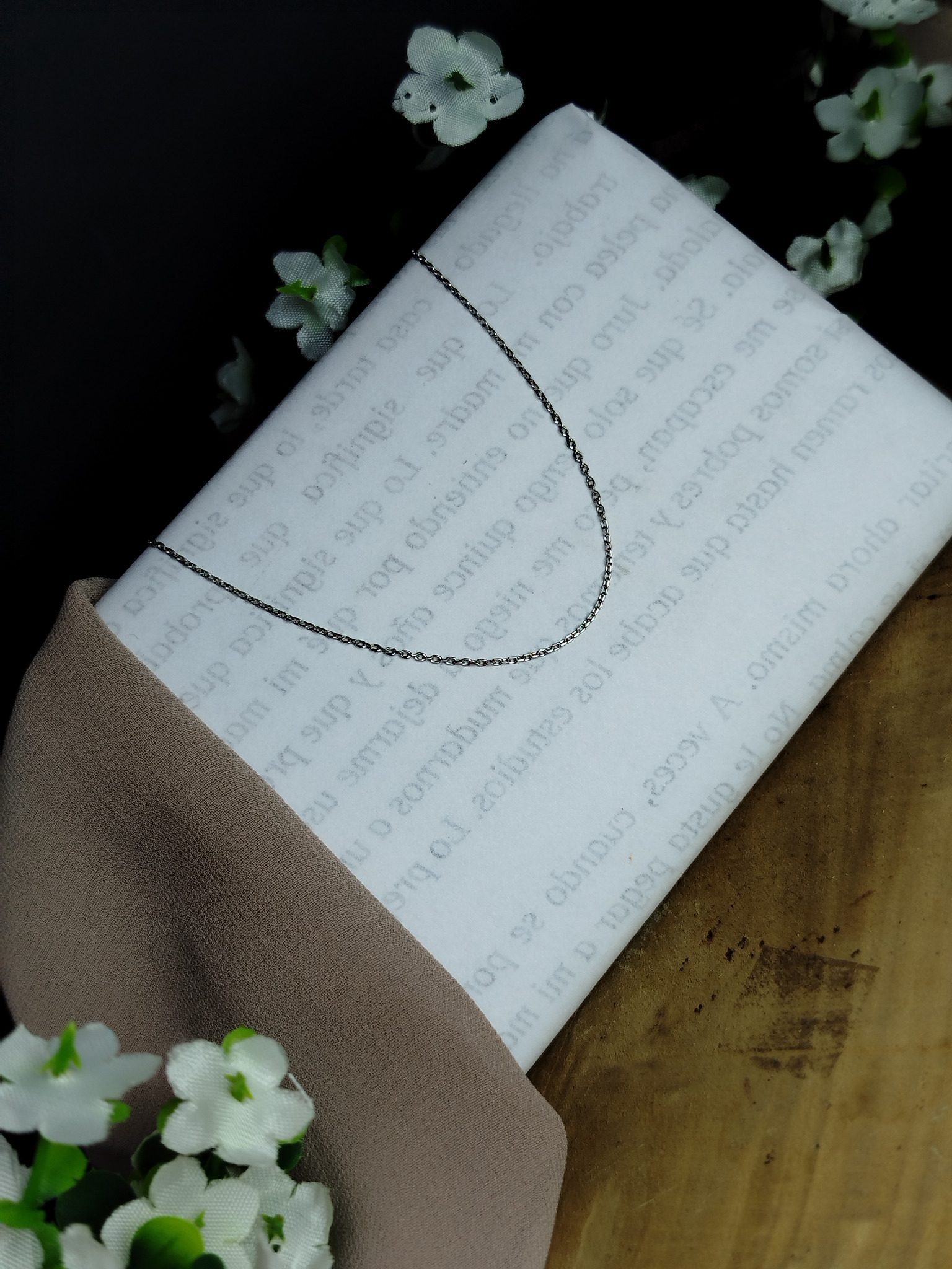 Cadena Unisex en Platino 900 de 40 cm – Tejido de Eslabones Finos / 2.43 g