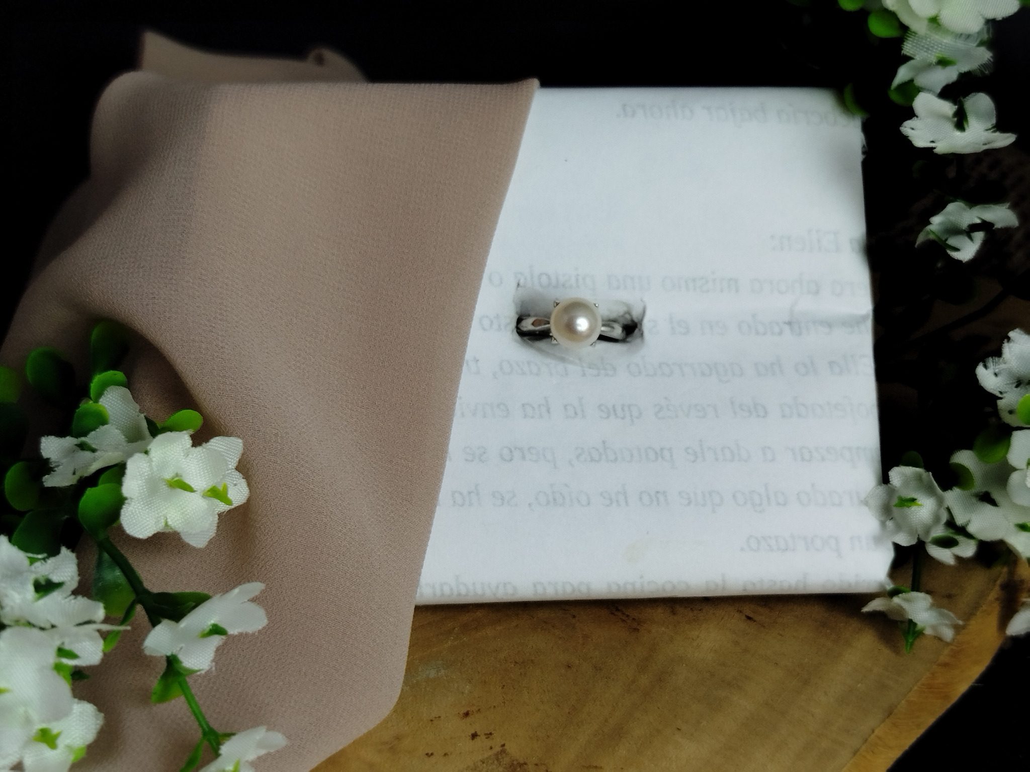 Anillo en Platino 900 con Perla Natural de 8.5 mm – 3.56 g / Talla 5 / Alta Pureza - Image 2