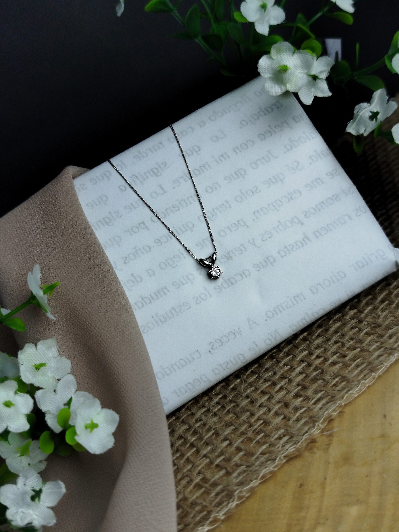 Cadena y Dije en Platino 900 con Diamante 0.20 ct – 1.96 g / 40 cm / Dama - Image 2