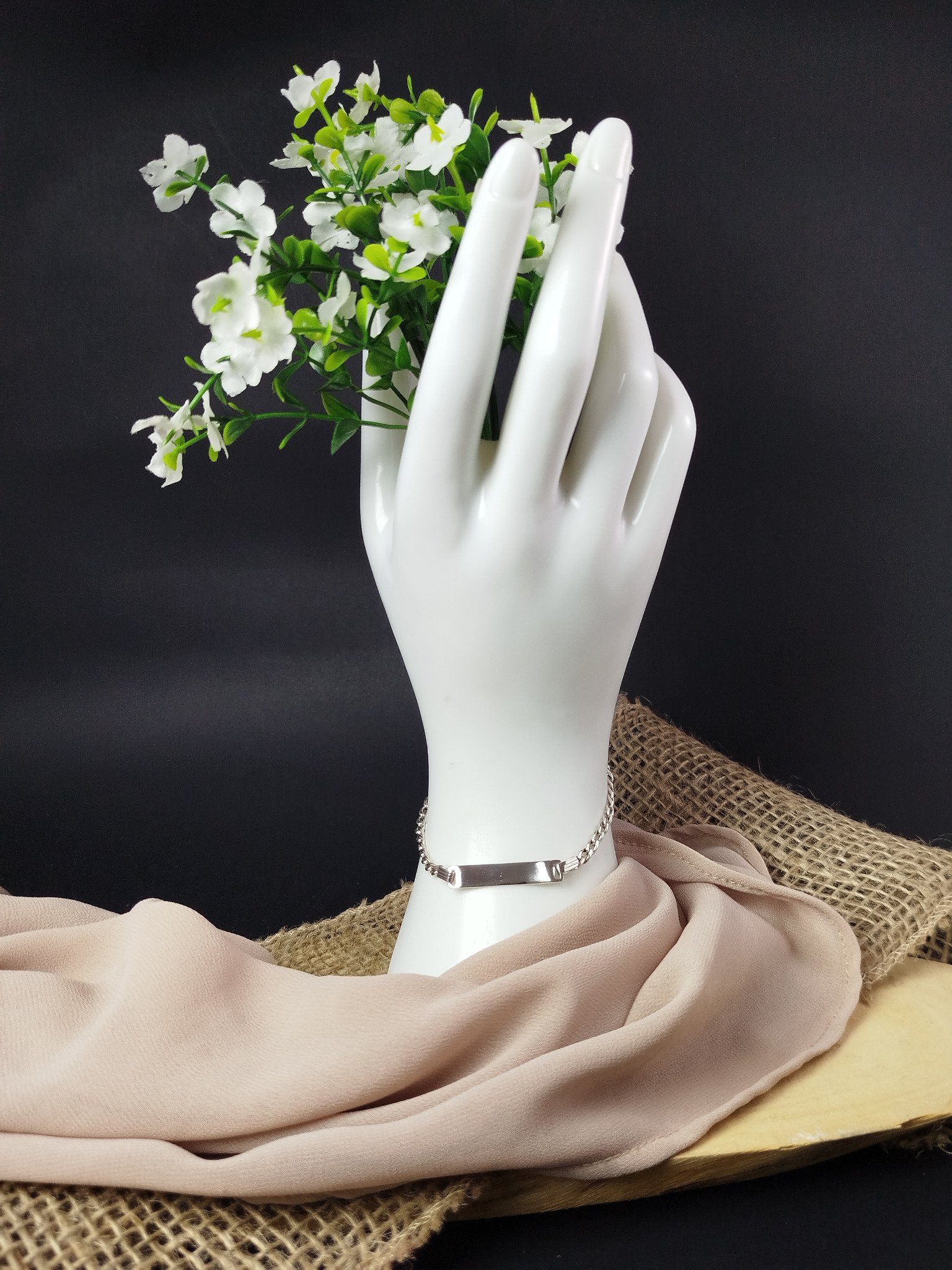 Pulsera en Plata 950 con Enlace Cubano y Platina Grabable - Image 4