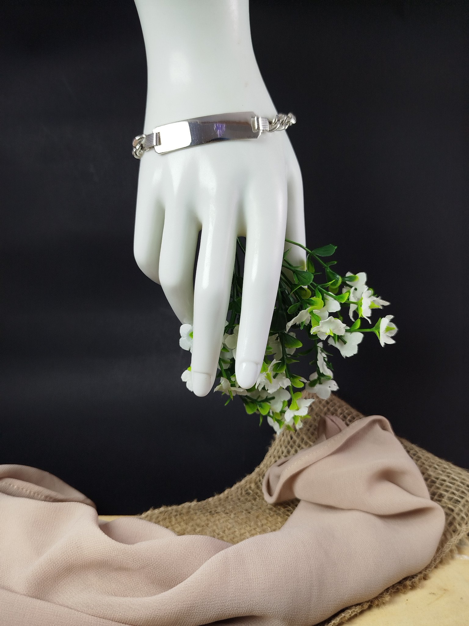 Pulsera de Plata 950 para Caballero con Enlace Cubano Grueso y Platina Gravable - Image 3