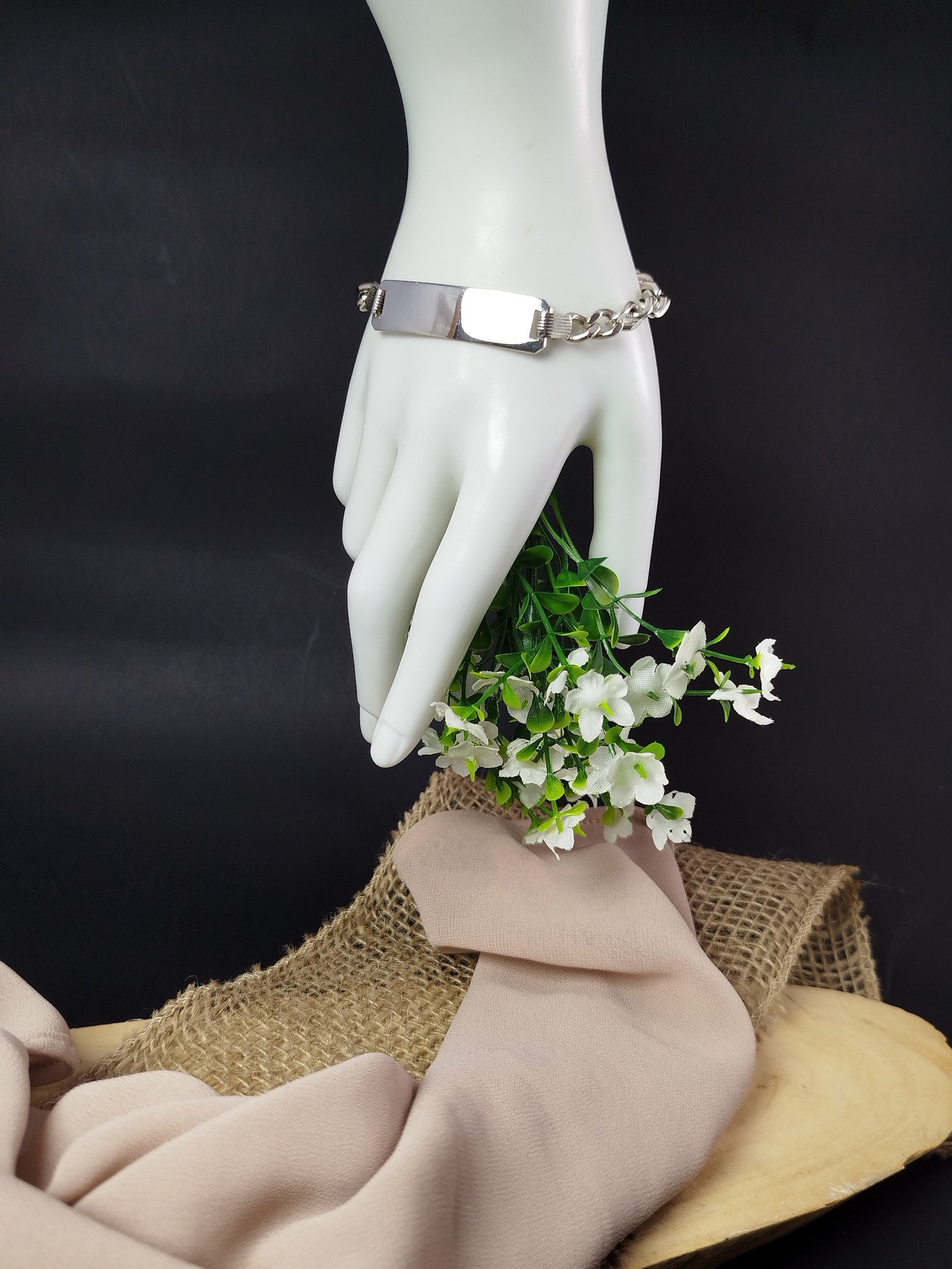 Pulsera de Plata 950 para Caballero con Enlace Cubano Grueso y Platina Gravable - Image 4