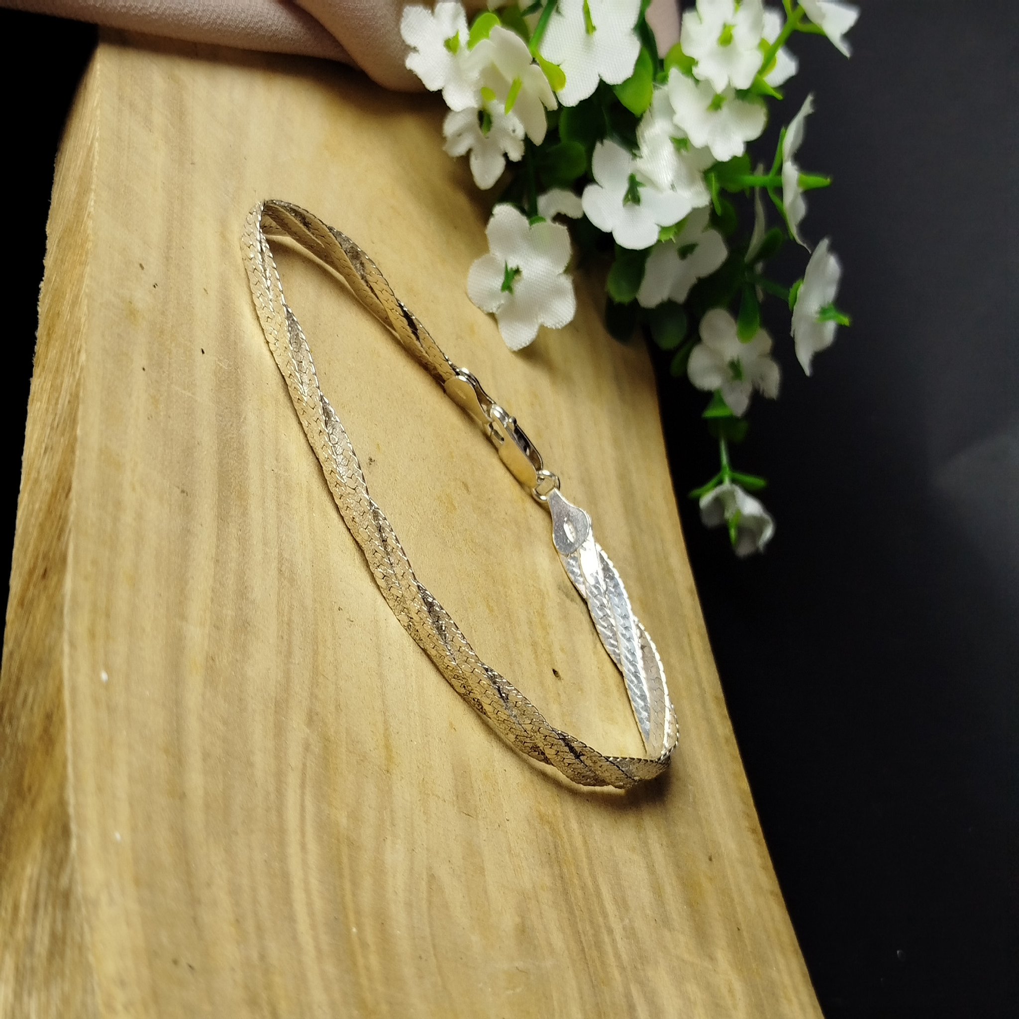 Pulsera de Plata 950 para Dama con Trenzado Doble de Diseño – 6.9 g