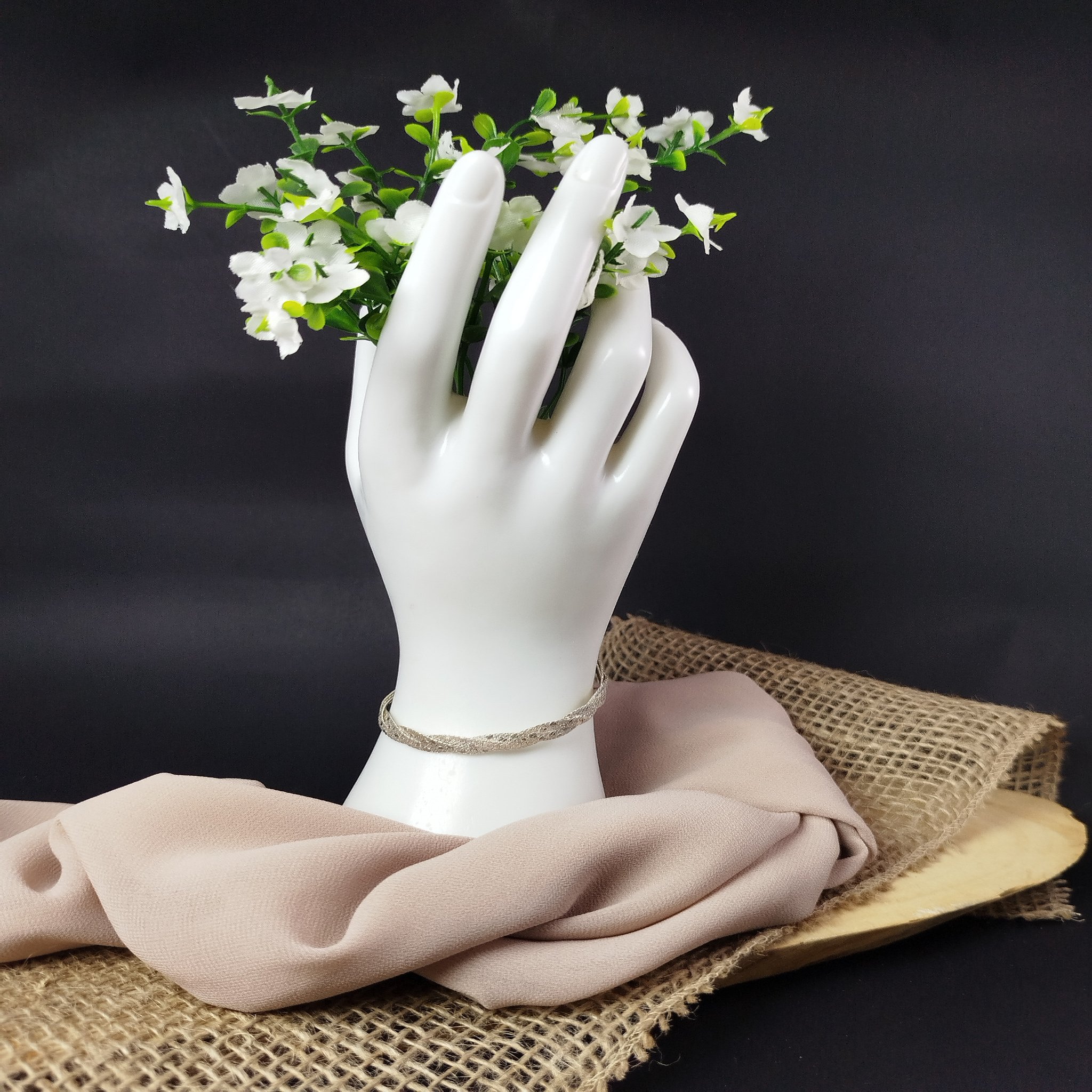 Pulsera de Plata 950 para Dama con Trenzado Doble de Diseño – 6.9 g - Image 2